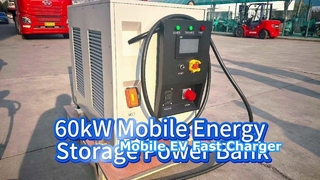 Caricatore EV mobile per accumulo di energia da 60 kW 65 kWh, stazione di ricarica rapida portatile