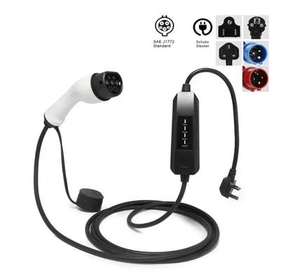 Nuovo caricabatterie portatile 16A AC Ev 3.5KW corrente regolabile intelligente Tipo 1 Tipo 2 caricabatterie mobile EV