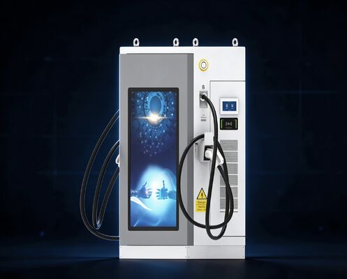 Un buon prezzo. Pubblicità su grande schermo Stazione di ricarica commerciale a corrente continua CLF DC 80 80kW caricabatterie per veicoli elettrici a corrente continua IP54 raffreddamento ad aria OCPP1.6J 55 pollici LCD Multi Connector Support In linea