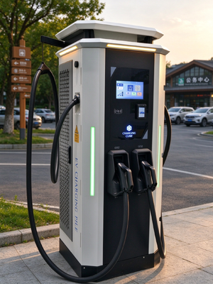 Caricabatterie DC EV da 120 kW CCS1 CCS2 CHAdeMO GB/T 200-1000 V OCPP 1.6J Stazione di ricarica rapida con schermo da 10 pollici
